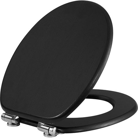 WOLTU Wooden Toilet Seats Soft Close WC Seat Hinge Ideal for Standard Toilet Black (1/5)