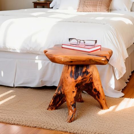 Tavolino ausiliario in legno di abete naturale, forma irregolare HAVRYA (1/5)