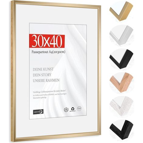 Bilderrahmen 30x40cm Passepartout Alu  Champagner Gold 30x40cm 1x (1/5)