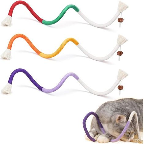 Giocattoli da masticare per gatti, 3 pezzi, 70 cm, giocattolo interattivo per gatti, giocattolo da masticare, pulizia dentale, razze, giocattolo da masticare per animali domestici fatto a mano, S (1/5)