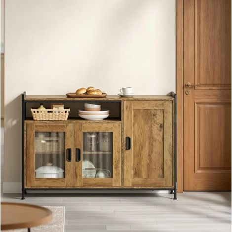 Sideboard 110 x 33 x 75 cm in Braun mit offenem Fach und 2 Türen, industrieller Stil (1/5)