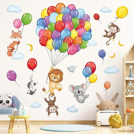 Stickers muraux animaux de la forêt (singe, lion, koala) - Décoration murale pour chambre de bébé, chambre d'enfant ou salle de jeux (1/4)