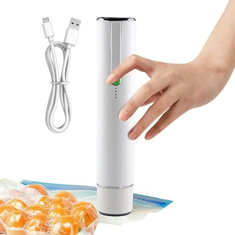 Vacuum Sealer - Portable Food Preservation Machine for Fresh Storage Rechargeable Design with Airtight Function, Compact Saver Device suited Cooking Travel Kitchen Bedroom Home Car Chef Use(H9 bouton (1/5)