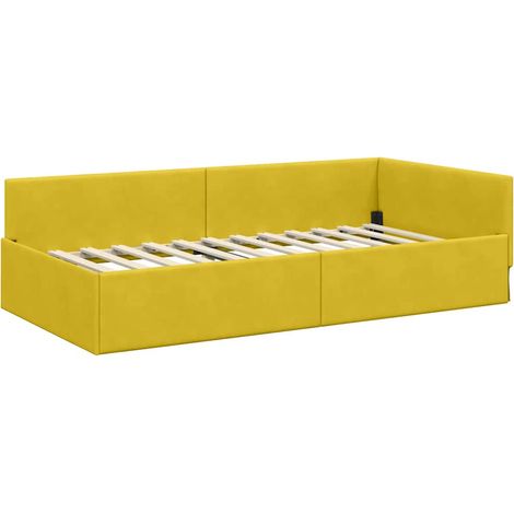Lit simple,Lit adulte,Cadre de lit d'angle Autre avec tête de lit Jaune 100 x 200 cm CFW2789737 (1/5)