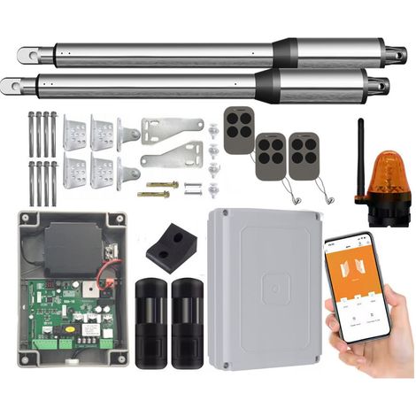 Kit per cancello a due ante DE250 2x2,5 m 400 kg Wi-Fi Fotocellula 3 telecomandi (1/5)