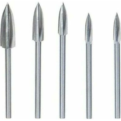 5-teiliges Holzbearbeitungswerkzeug-Set aus Hartmetall, Vollhartmetall-Schleifstahl für Heimwerkerprojekte wie Holzbearbeitung, Schnitzen, Gravieren und Bohren, Silber (1/4)
