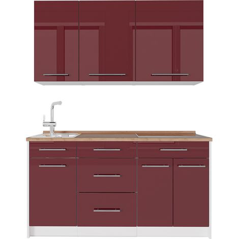 Cucina monoblocco Fame-Line, Bordeaux lucido/Bianco, 150 cm, PL Rovere, Vicco (1/5)
