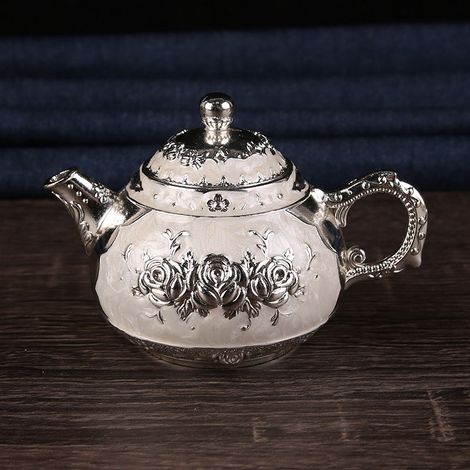 Service à thé Kung Fu haut de gamme en argent (gris clair), théière, service à vin pour banquet de mariage chinois