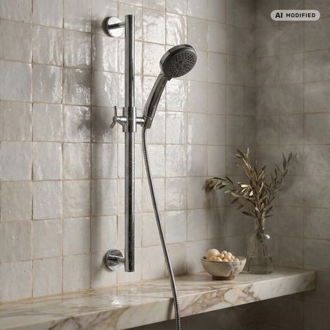 PaulGurkes Ensemble de douche avec robinet croisé, barre de douche, douchette, flexible, douche à encastrer (1/5)