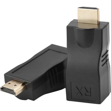 2 Pcs Rj45 Hdmi Extendeur Ethernet Lan Câble, D'extension Réseau Rj45 Vers Hdmi 1.4, 30 M Sur Lan Ethernet Cat 5e - 6 Rj45 Hdmi (1/4)