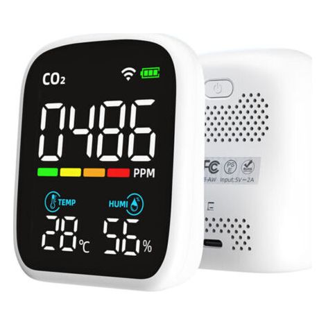 QORVA-Détecteur CO2 portable écran LED, testeur dioxyde de carbone multifonction, testeur température et humidité NDIR, testeur qualité d’air domestique, contrôle via APP mobile,de