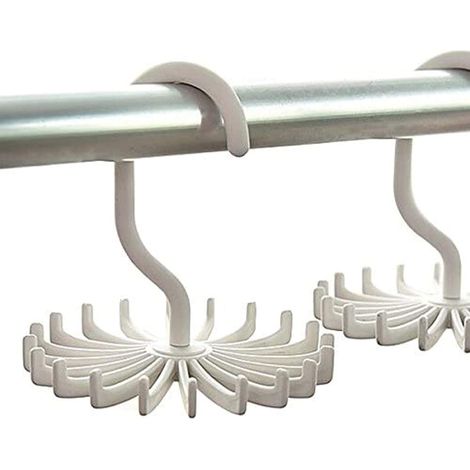 Porte-Cravates - Support Pivotant 360° - 20 Crochets - Pour Tiges de Penderie - Blanc - Lot de 3 (1/5)
