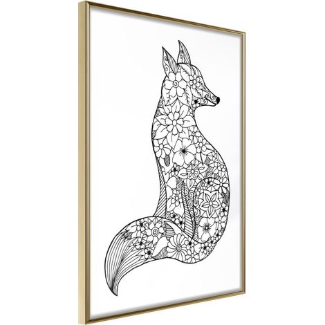 Affiche Murale Encadrée "Openwork Fox" 21 x 30 cm Or