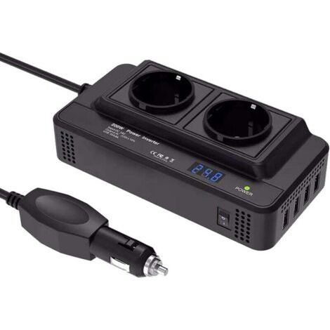 Green Mobility-Convertisseur de tension pour voiture 200 W, onduleur 12 V CC vers 220 V CA, avec 2 prises et 4 ports USB à charge rapide, et prise allume-cigare. (1/4)