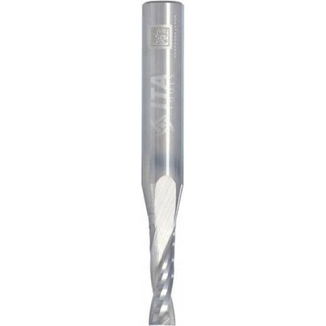 Fraise Helicoidale - D5mm I17mm L60mm S8mm - Pour Usinage Bois CNC - 2 Arêtes - 1 Pièce (1/2)