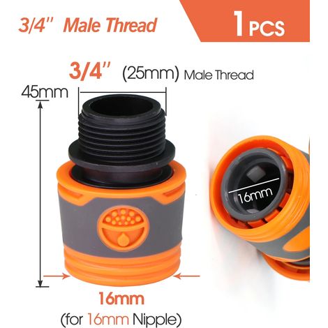 (C-1PCS) Raccord rapide pour tuyau d'arrosage 1/2 3/4 pouce, raccord d'arrêt d'eau pour lavage de voiture, joints de réparation de tubes d'irrigation 20/16 mm (1/5)