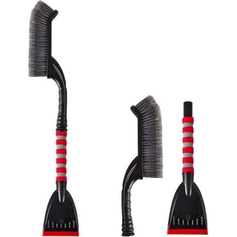 Grattoir à glace pour pare-brise , robuste, durable et efficace, brosse à neige détachable 2 en 1, outil pratique pour les situations d'urgence, rouge