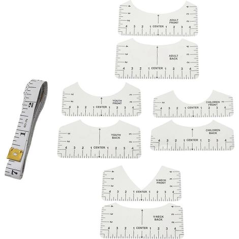 T-Shirt-Ausrichtungshilfe (9-teilig), Schnittvorlage für Kleidungsstücke, PVC-Lineale zum Ausrichten von Vorder- und Rückseite von T-Shirts (1/5)