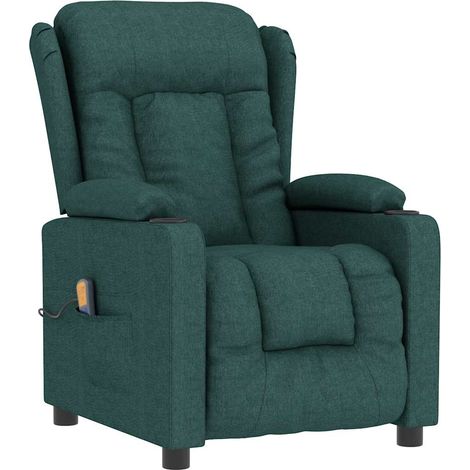 Maison Exclusive - Poltrona Massaggiante Verde Scuro in Tessuto