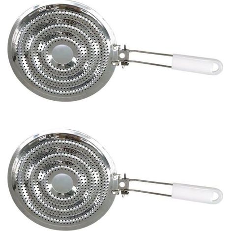 Lot de 2 diffuseurs de chaleur pour plaque de cuisson à gaz, 20 cm, en acier inoxydable blanc, accessoire pour plaque de cuisson (1/5)