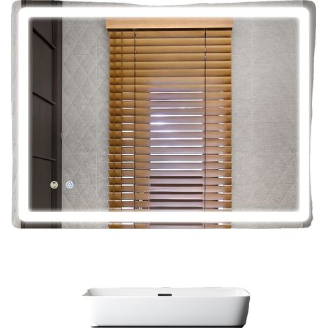 Miroir de Salle de Bain LED, Éclairage Intelligent Dimmable, Fonction Anti-Buée, 60x80CM Pas de temps (1/2)