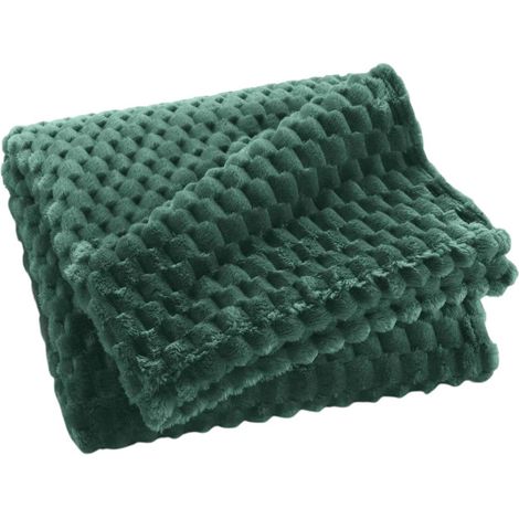 Plaid Flanelle en Relief "Mini Frosty" 125x150cm Vert Cèdre (1/4)