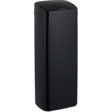 Cubo de basura grande de acero negro con sensor para cocina