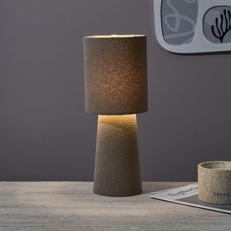 Lampe - HOME DECO FACTORY - Velours - Taupe - 38 cm (1/5)