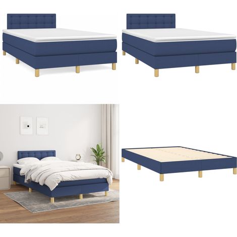 Boxspringbett mit Matratze Blau 120x190 cm Stoff - Boxspringbett - Doppelbett - Schlafraum - Blau - Bettauflage - Home & Living