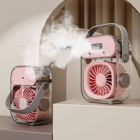 Mini Ventilateur de Bureau USB Rechargeable, Silencieux avec Brumisateur et Glace, Portable pour Extérieur - Alovez-WCY