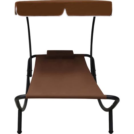 Maison Exclusive - Lettino da Esterno con Baldacchino e Cuscino Marrone (1/5)