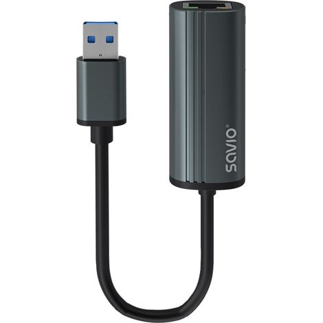 Savio usb-a 3.1(m) auf rj-45 gigabit ethernet (f) adapter, 1000 mbps, ak-55, grau