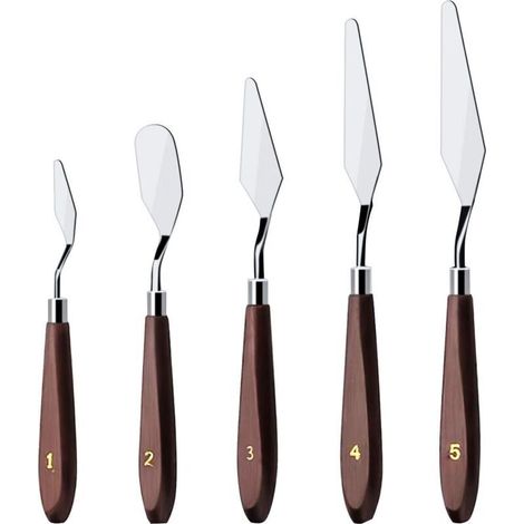 Set mit 5 Edelstahl-Kuchenspateln zum Glasieren, Backen, Mischen, Malen mit Ölfarben, Dekorieren, Sahne, Toner (1/4)