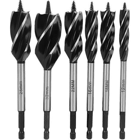 6-teiliges 4-Schlitz-Bohrer-Set für Holzbearbeitung, Bohrwerkzeuge, Zubehör, Schneideset 12-32 mm