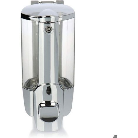 Distributeur De Savon - Mural - 380 Ml - Chrome Et Transparent - 2 Pièces (1/5)
