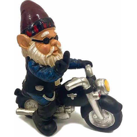 Nain De Jardin - Statue Résine Motocyclette - Décoration Extérieure Pour Jardin Terrasse Arrière-Cour - 1 Pièce (1/5)