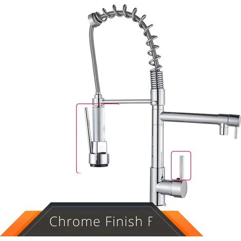 Grifo de cocina con doble salida, giratorio 360 grados y cabezal cromado gris. (1/2)
