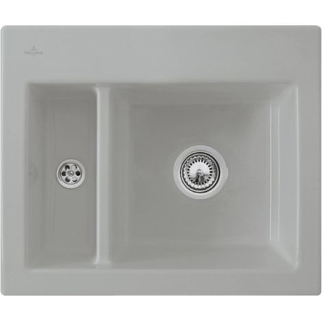 Fregadero de 1 seno y medio VILLEROY ET BOCH Subway 60 XM 62 x 51 cm sin escurridor Fossile CeramicPlus