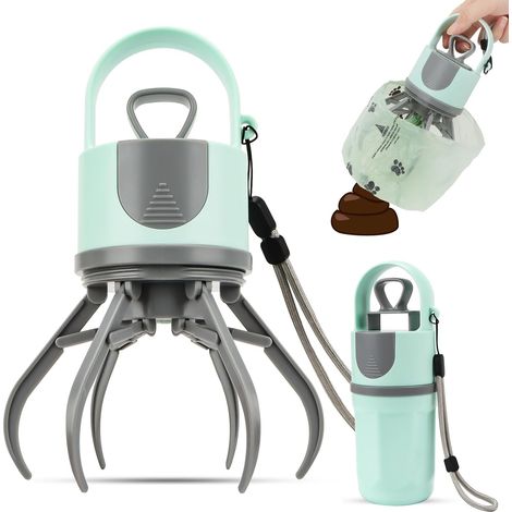 Pelle à déjections canines portable - Avec distributeur de sacs - 6 griffes - Sans contact - Collecteur de déjections canines - Facile à ramasser les déjections canines pour les petits (1/5)