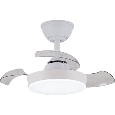 Ventilador de techo led 3cct aspas retráctiles hornet 32 w 3195 lm blanco, aspas ø56 cm, plafón ø26 cm, altura 34 - 44 cm (1/5)