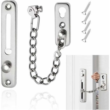 Chaîne de sécurité, serrure de sécurité coulissante de chaîne de porte, protection fiable d'Hôtel à la maison du rail coulissant de chaîne d'argent (1/5)