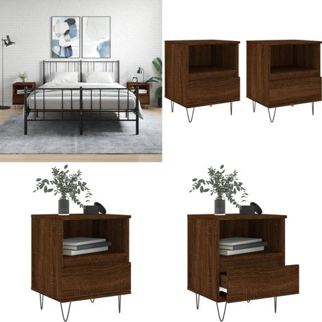 Nachttische 2 Stk. Braun Eichen-Optik 40x35x50 cm Holzwerkstoff - Nachttisch - Holznachtttisch - Eiche Nachttisch - Wohnzimmermöbel - Schlafzimmerschreibtisch - Home & Living