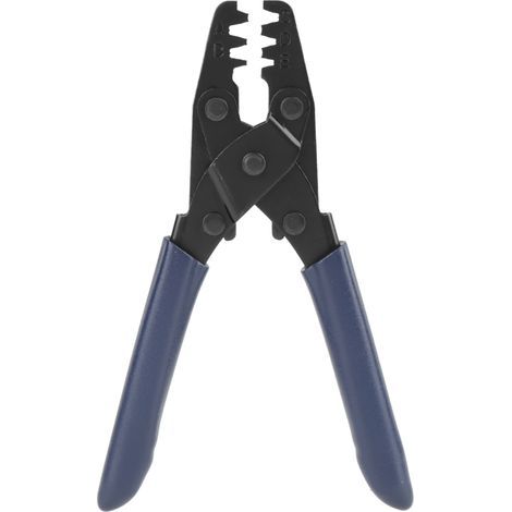 Pince à sertir pour tubes terminaux, Crimping Tool Ratchet, Acier haute qualité PVC noir/bleu (21.5cm) (1/5)