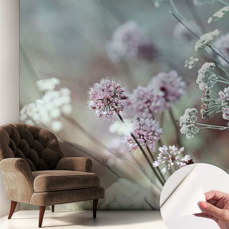 Carta da parati adesiva - fotomurale - facile da applicare - per la soggiorno - camera da letto - Fiori di campo 250x250 cm (1/5)