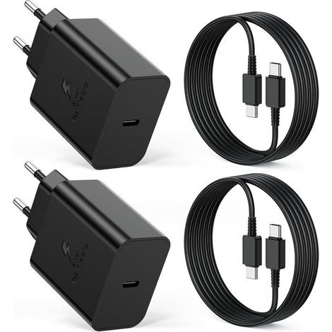 Lot de 2 chargeurs USB-C 45W avec câble 2m, adaptateur charge rapide compatible smartphones Samsung Galaxy (1/4)