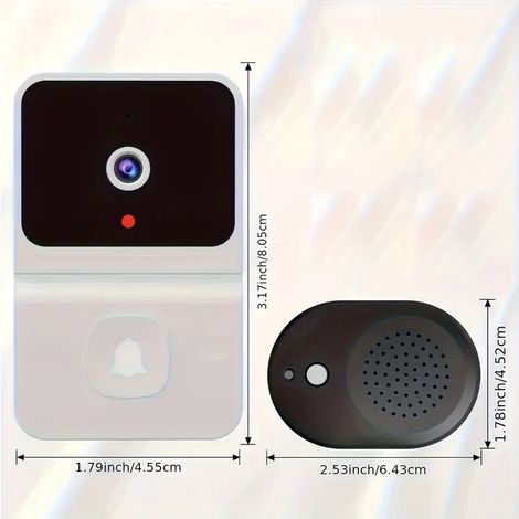 x Sonnette connectée WiFi avec batterie intégrée - Caméra de sécurité sans fil avec audio bidirectionnel, compatible WiFi 2,4 GHz pour la sécurité de votre domicile Design élégant noir (1/5)