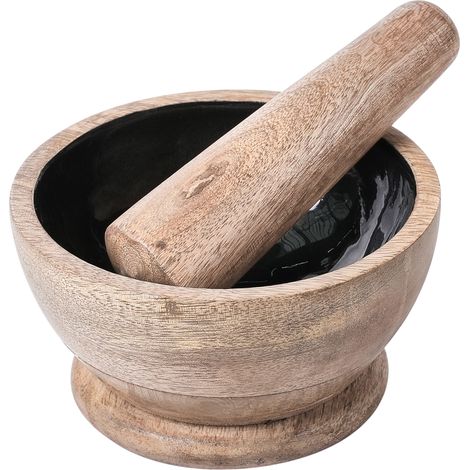 Mortero de madera de mango hecho a mano marrón/negro Qena (1/5)