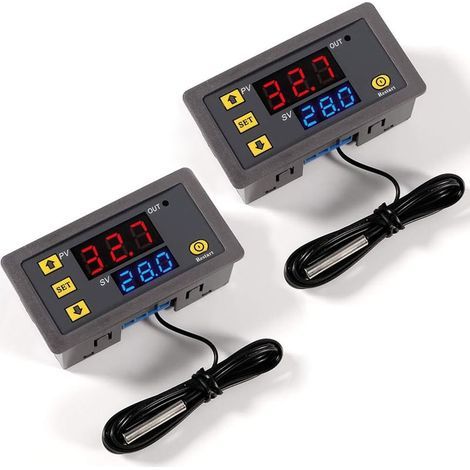 2 Pièces Régulateur de température numérique W3230 AC 110 V-220 V, interrupteur de commande de thermostat à affichage LED, plage de -50 ℃ à 120 ℃ (1/4)