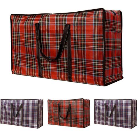 4 Pieces Moving Bag, Oxford Clothes Storage Bag Large Tote Bag - Reusable Laundry Bags Zipper Bag (Blue Red) (1/5)
