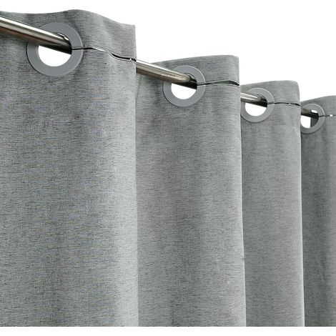 Rideau de Douche sans Crochets en Lin Gris Lourd en Tissu imperméable Lavable en Machine, Largeur 200 cm x Hauteur 220 cm (1/5)